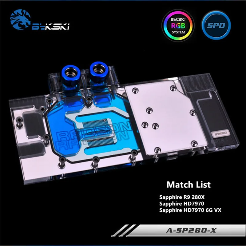 Bykski полный охват GPU водяной блок для Sapphire R9 280X HD7970 6G VXOC графическая карта A-SP280-X