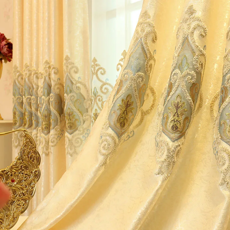 Color 2 Cloth Готовые оконные занавески для гостиной, роскошные шторы с вышивкой, Затемненные занавески из ткани и тюля для виллы, спальни wp303-40 - Цвет: Color 2 Cloth