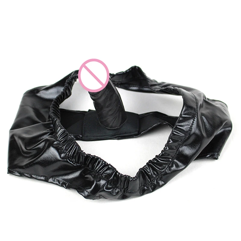Faux leather latex male female masturbation underwear panties pants with anal dildo penis plug chastity belt sex toy for women | Красота и