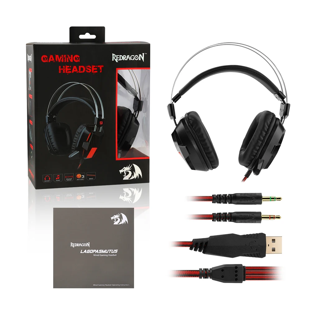 Redragon H201 стерео игровая гарнитура геймер для ПК PS4 xbox компьютер Surround Pro проводные компьютерные гарнитуры с микрофоном