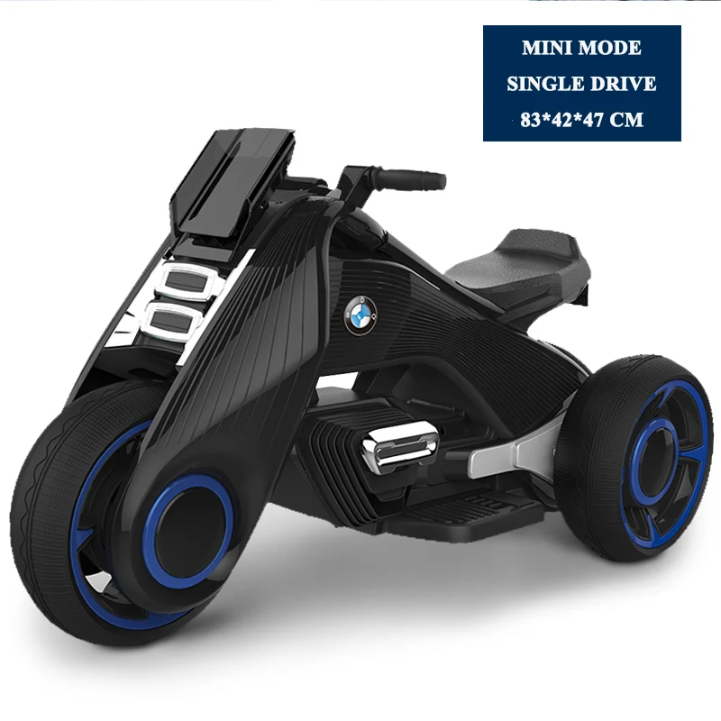 Mini Black Детский Электрический мотоцикл, трехколесный велосипед, детские игрушки для мальчиков и девочек от 2 до 7 лет, аккумулятор, двойной привод, электрический автомобиль - Цвет: Mini Black