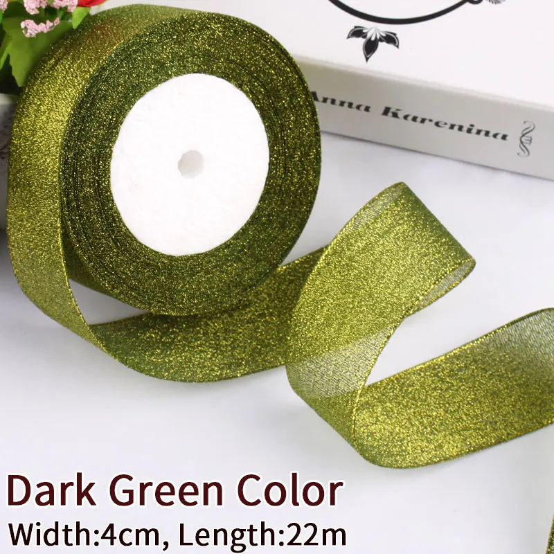 Dark Green Color 4 см для изготовления банта или розово-Красного пояса для выпечки золотого, серебряного цвета, блестящая металлическая лента для выпечки, упаковочная лента для упаковки в подарочную коробку, посылка - Цвет: Dark Green Color