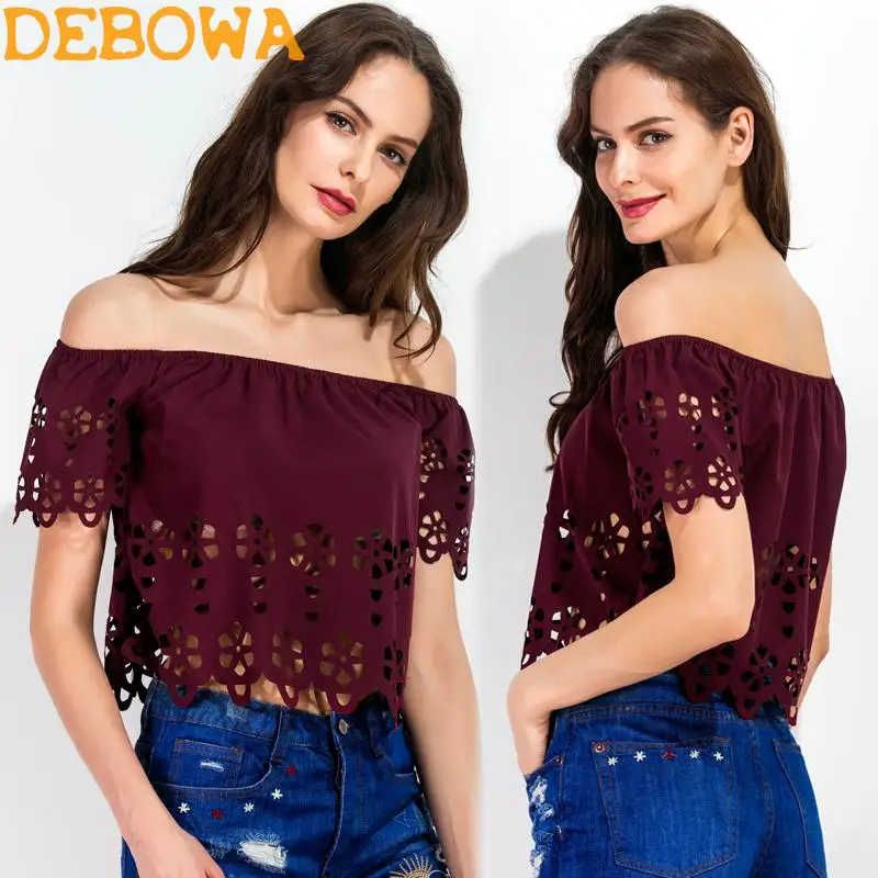 Фото Debowa 2018 Новая модная летняя Женская Топ сексуальная открытая короткая футболка с Debowa 2018 Новая модная летняя Женская Топ сексуальная открытая короткая футболка с