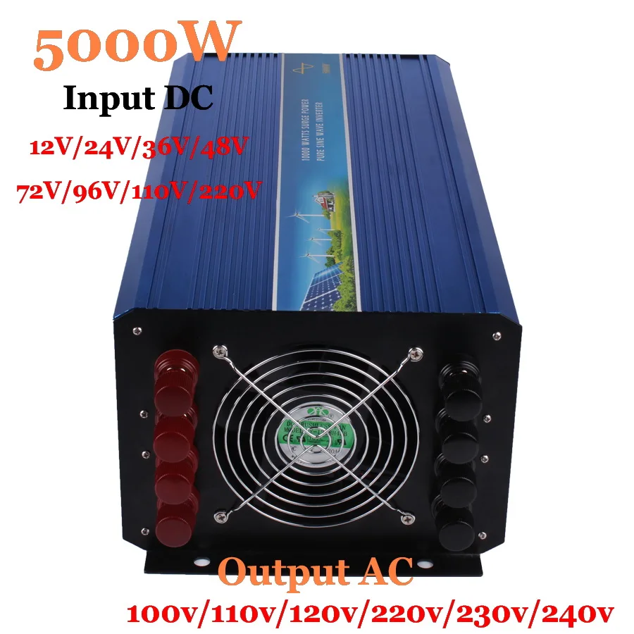 5000w 60/72/96/110VDC инвертор переменного тока Чистая синусоида Инвертор 5000 Вт до AC100/110/120V
