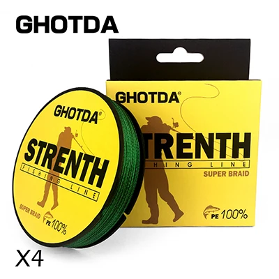 Green GHOTDA 300 м PE плетеная 4 стойки 12LBS-83LB многофиламентная леска - Цвет: Green