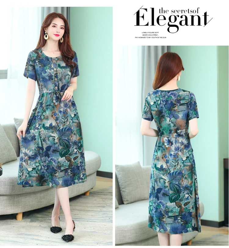 Vestidos mujer, ограниченная серия, новинка, круглый вырез, до середины икры,, Longo Vanled maix, платье для девушек, с коротким рукавом, круглый вырез, длинное, с принтом, тонкое