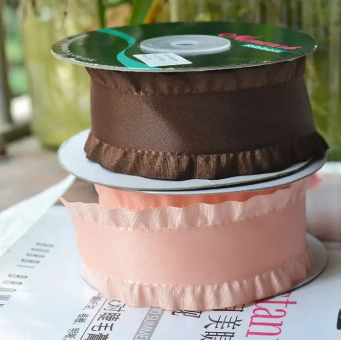 1 1/2 дюймовая атласная двойная лента с оборками 20 ярдов|double ruffle ribbon|ruffle ribbonribbon ribbon |