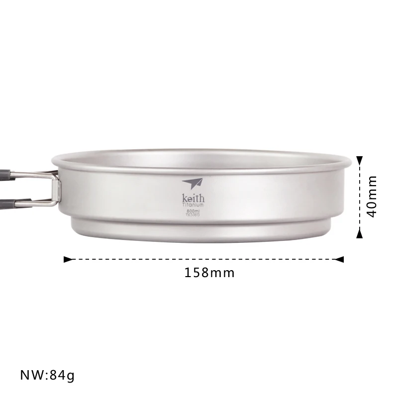 저렴한 Keith-티타늄 조리기구 세트, 냄비 프라이팬 휴대용 야외 캠핑 하이킹 피크닉 요리 여행 식기 950ml + 600ml