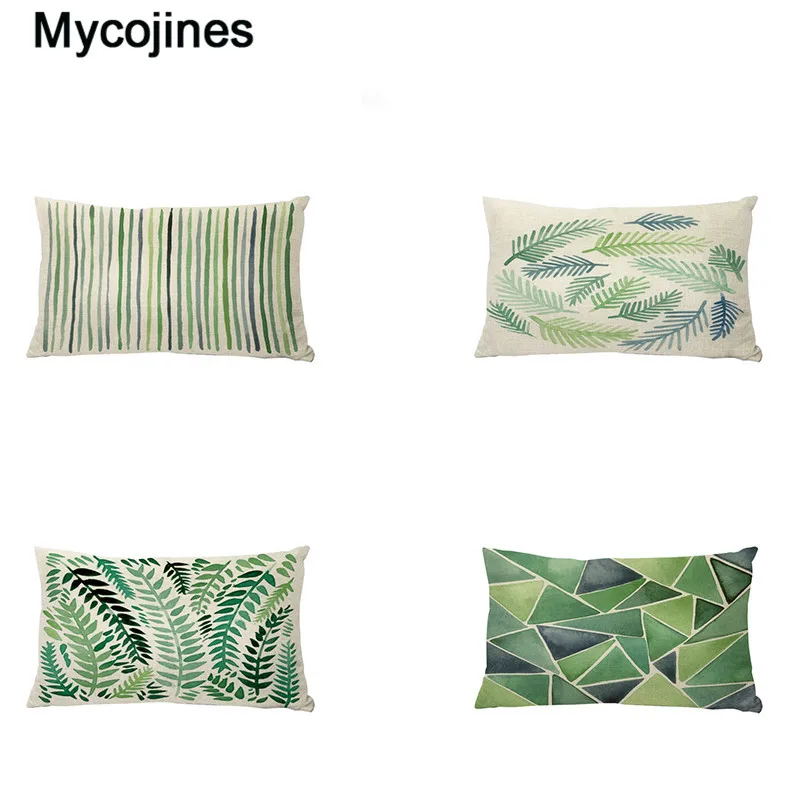 

Геометрические наволочки, покрывало с зелеными листьями, украшение для спальни, наволочки для кемпинга, сада, офиса, морского пляжа, сада