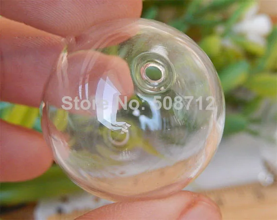 2014 New-10pcs 25mm with 2 tiny Hole on the crystal ball Hollow Glass hand blown necklace pendant charming handmade | Украшения и