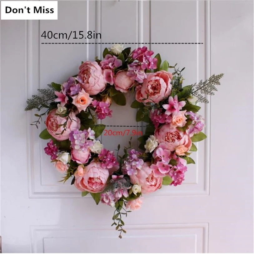 

Rose Artificial Wreath Door Hanging Autumn Decoration Silk Flower Wreath Farmhouse Fall Decorations Flower Garland Party Decor