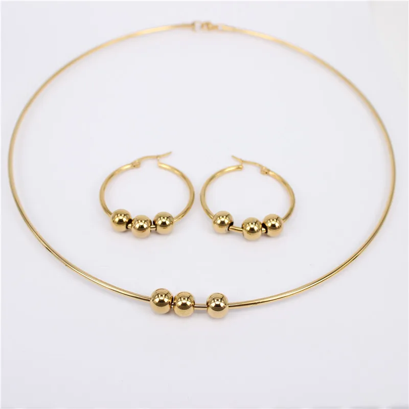 earring size 50mm MGUB крутой и удобный набор из нержавеющей стали гладкий и красивый бисер 2 мм воротник 30 мм-70 мм Серьги несколько вариантов стиля - Окраска металла: earring size 50mm