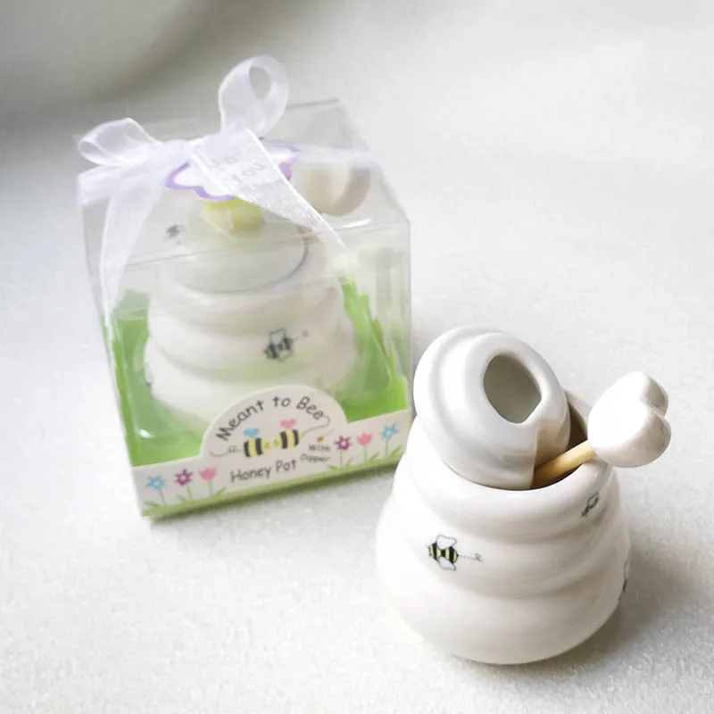 10pcs/lot wedding souvenirs for guest birthday giftware Meant to Bee Ceramic Honey Pot with Wooden Dipper | Дом и сад