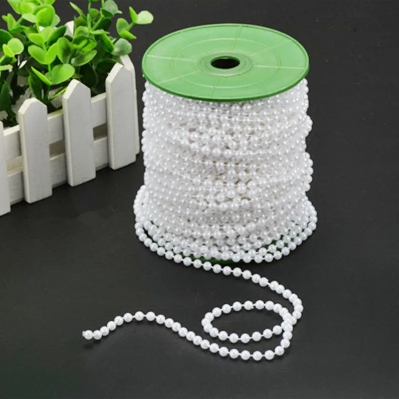 Жемчужная гирлянда 25 м/рулон 6 мм белые/бежевые бусины сделай сам свадебные цветы