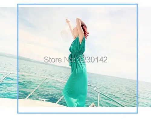 New 2014 Sexy Summer Women V-Neck Swimsuit Beach Boho Maxi Sundress Long Dress |