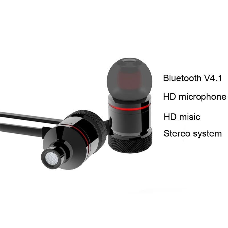 Беспроводные Bluetooth наушники магнитные спортивные с защитой от пота басовая