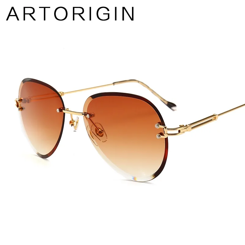 

Fashion Rimless Sunglasses Women Pilot Style Gradient Tint Color Lens UV400 Sun Glasses Female Shades For 2018 Summer Sunnies