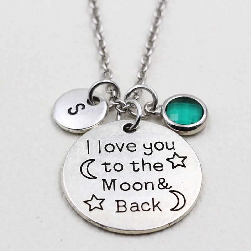 I Love You to the Moon и Back ожерелье из камня по рождению A Z буквы s с кулоном подарок для