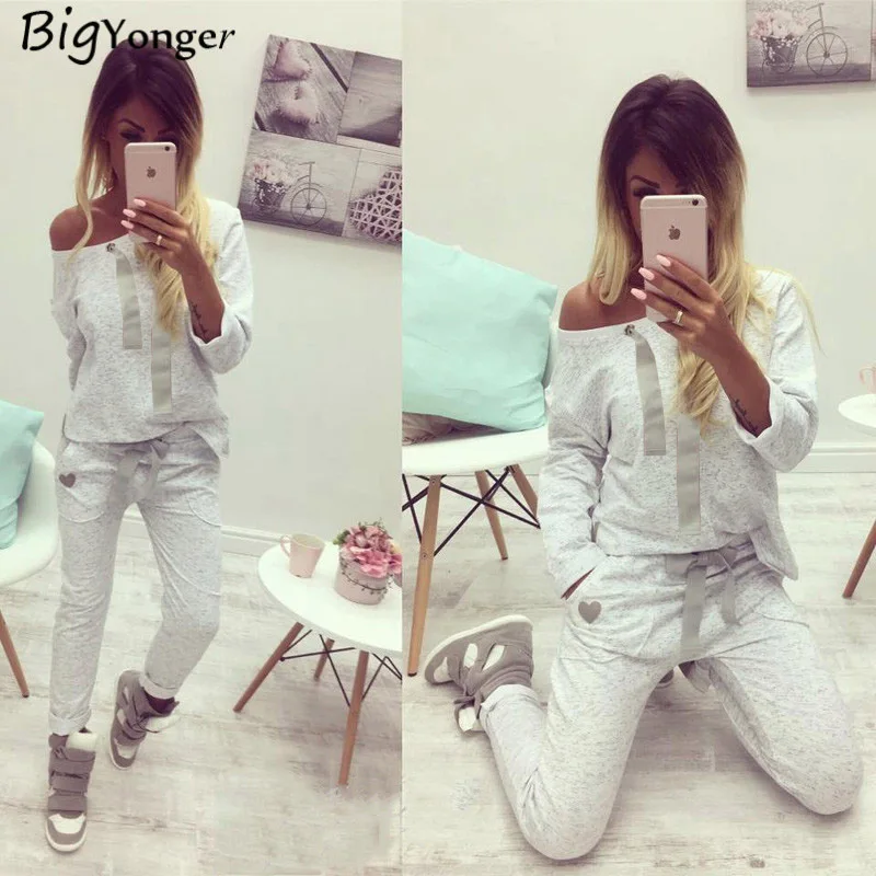 Из двух частей set top и брюки Шнурок женщин спортивный костюм 2 шт Геометрическая