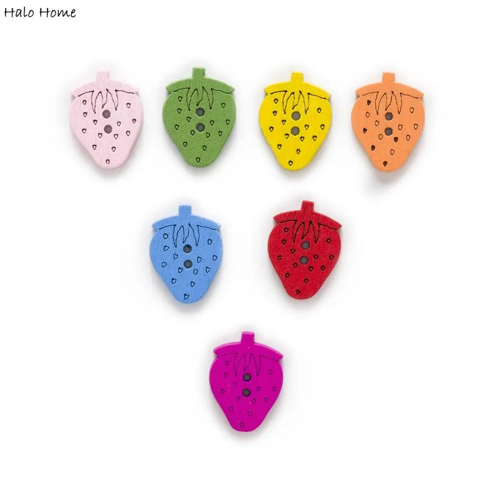 Strawberry 18x15mm 50/100 шт 2/4 разноцветные деревянными пуговицами Декор Костюмы бытовых швейных Скрапбукинг карты рукоделие своими руками большая коллекция смешанные стили - Цвет: Strawberry 18x15mm