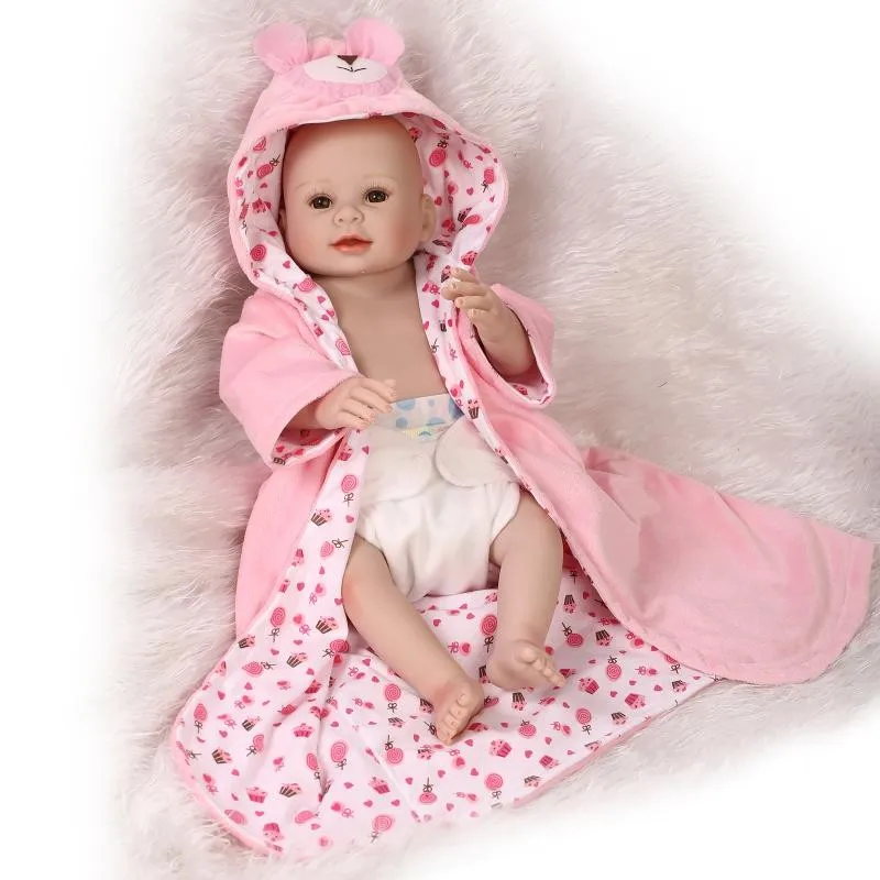 

20" 50cm Full Body Reborn Silicone babies dolls bebe alive pink barehead cute toddler children Birthday Gift Present Bathe Toy