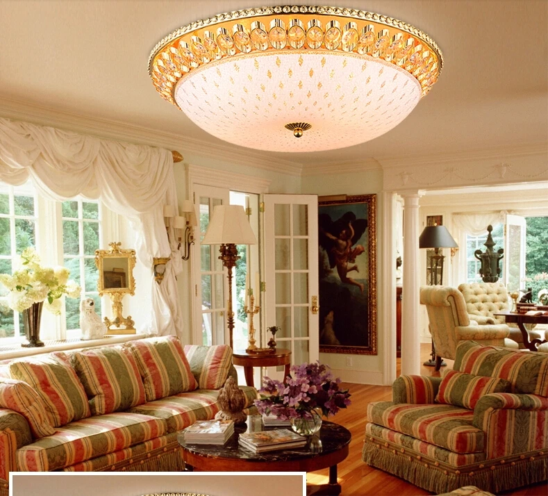 LED Crystal Ceiling Lamps American Romantic Modern Golden Lights Fixture Bed Living Room Home Indoor Lighting | Лампы и освещение
