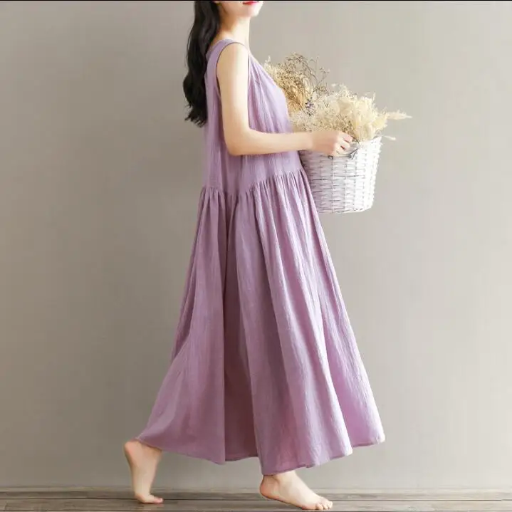 2020 летнее повседневное хлопковое льняное платье милое богемное большого размера