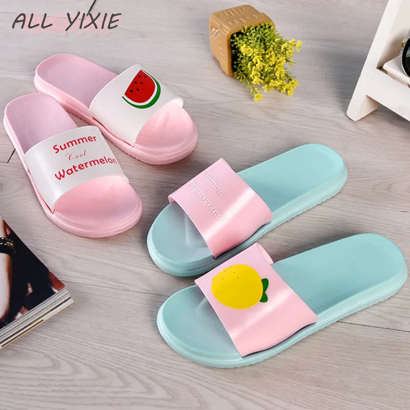 YIXIE/; женские тапочки; модные летние милые женские повседневные шлепанцы; пляжные шлепанцы с фруктовым принтом; женская домашняя обувь