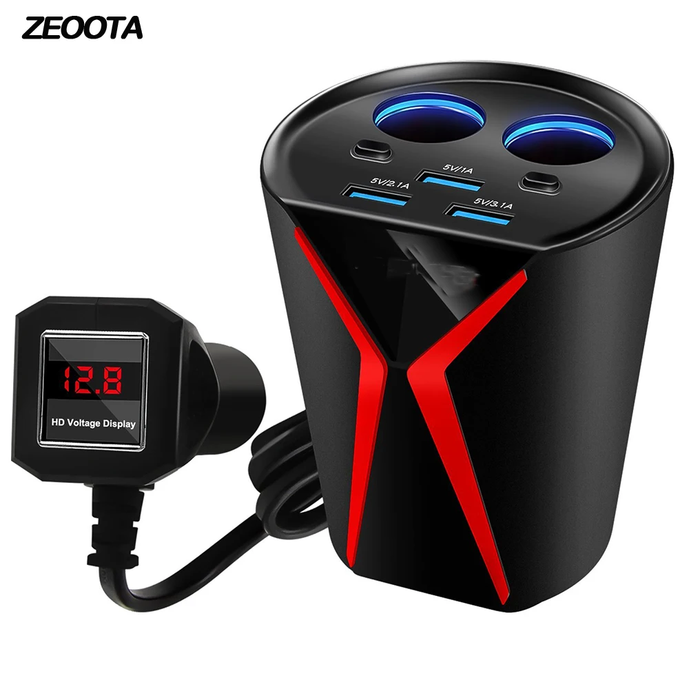 Автомобильное зарядное устройство, адаптер питания, 3 порта USB 3.1A, 2 гнезда, прикуриватель, контроль напряжения для iPhone, samsung, huawei, Xiaomi
