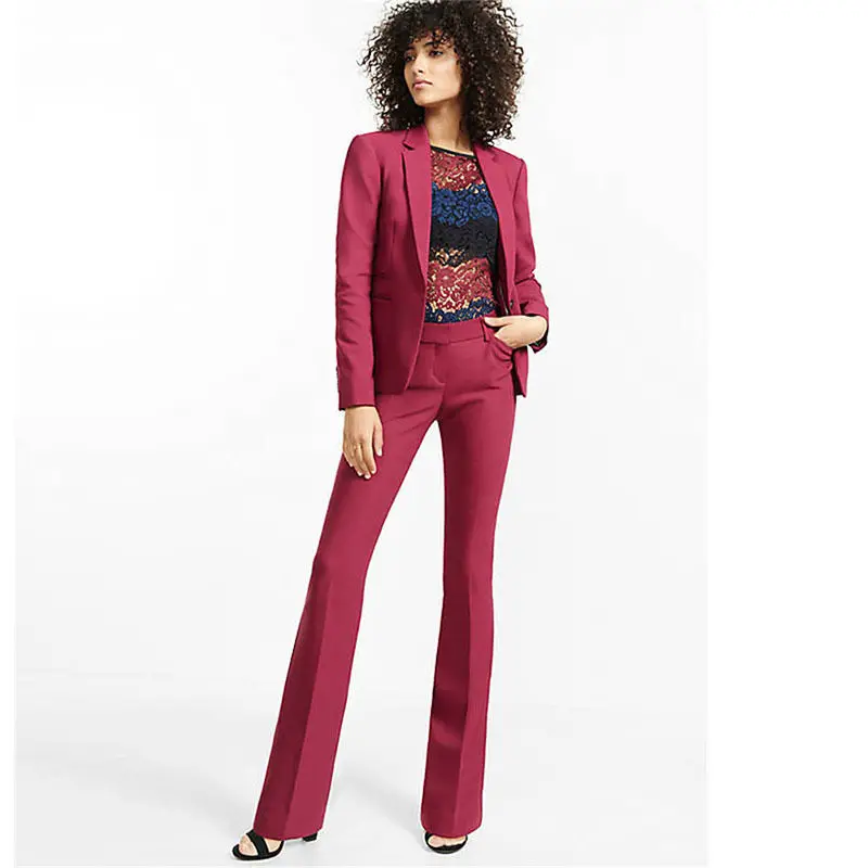 

Burgundy Ladies Trouser 2 Piece Suit Women's Workwear Suits Formal Business Suits Custom Made Bespoke 2018 New A04