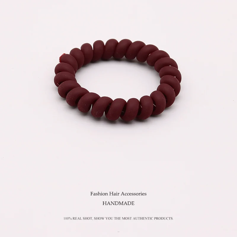 Wine Red 3,8 см, матовая цветная телефонная линия, Высококачественная эластичная лента для девочек, цветные эластичные резинки для волос, детский конский хвост, держатель для волос - Цвет: Wine Red