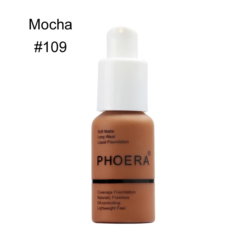 Phoera Мягкая матовая Жидкая основа для длительного ношения естественное Очищение маслом легкая на ощупь УВЛАЖНЯЮЩАЯ основа для макияжа - Цвет: 109 Mocha