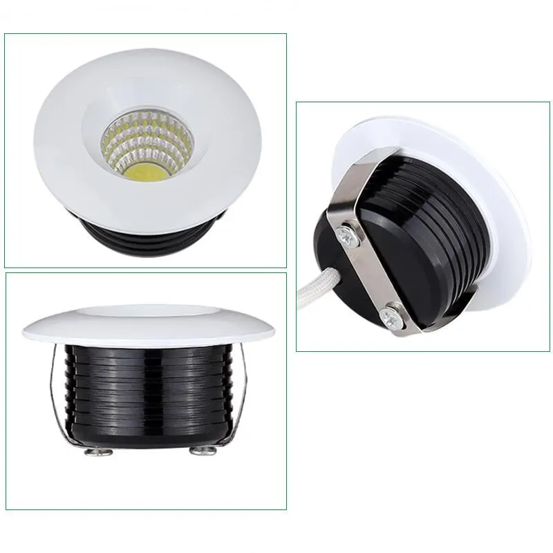 Dimmable 3 Вт 5 круглый COB мини точечный встраиваемый светильник белый корпус черный