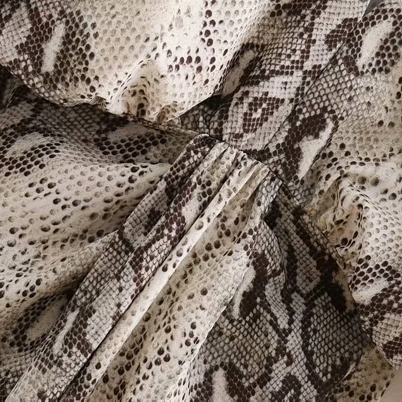 Летнее платье с эластичной талией сексуальное со змеиным принтом Повседневное