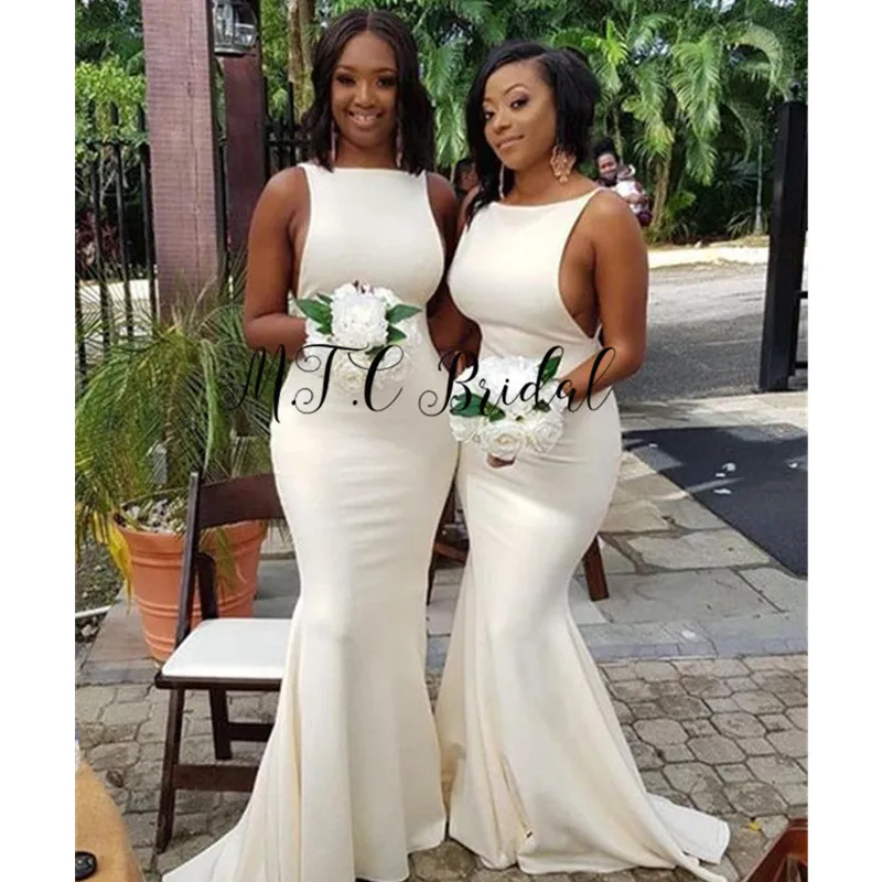 

Белое платье-русалка без рукавов, эластичное атласное длинное платье в африканском стиле для свадебной вечеринки, 2019, изготовлено на заказ