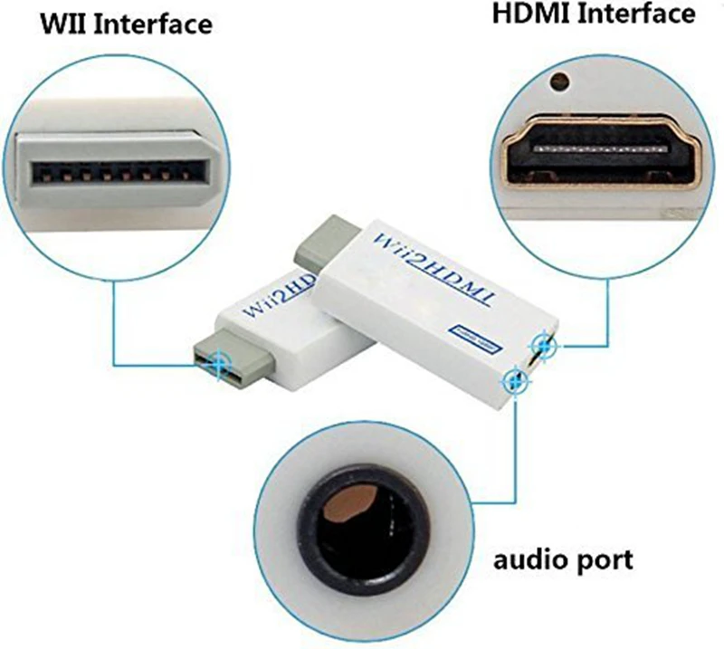 Для HDTV Wii конвертер в HDMI адаптер Поддержка FullHD 720P 1080P 3 5 мм аудио Wii2HDMI монитор