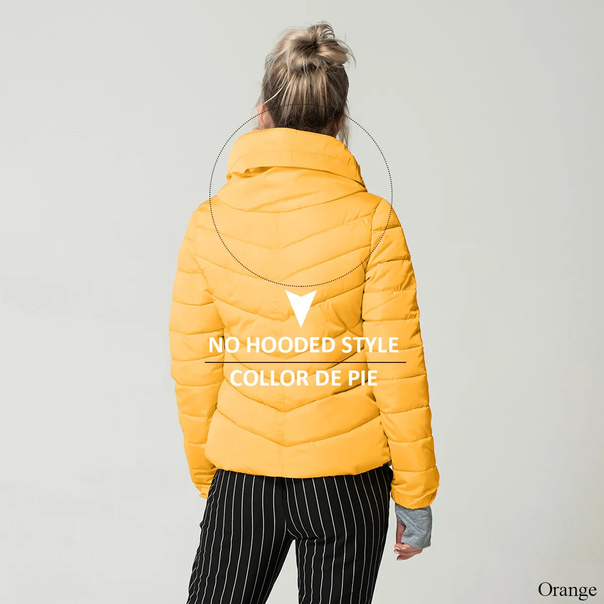 Short Autumn Winter Jacket Women Parkas Hooded Coats Female Wadded Jacket Women Parka Padded Jacket With Gloves chaqueta mujer - Цвет: Orange--No Hooded