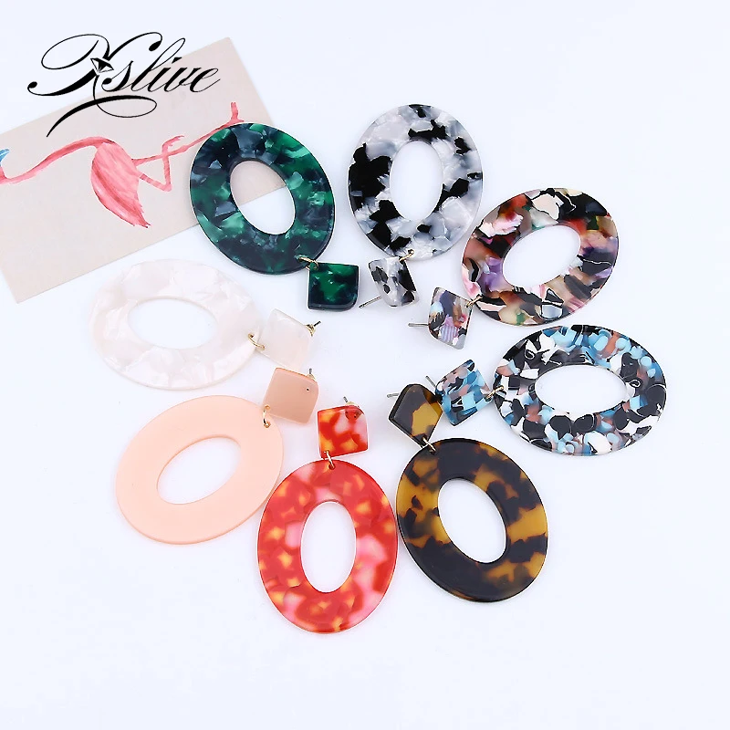 2019 модные ювелирные изделия женские акриловые овальные Висячие Серьги