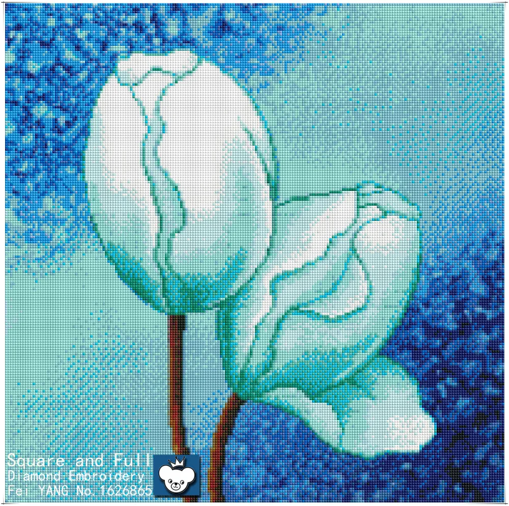 Blue flowers diy diamond embroidery painting pattern rhinestone vases crystals cross-stitch kits mosaic | Дом и сад