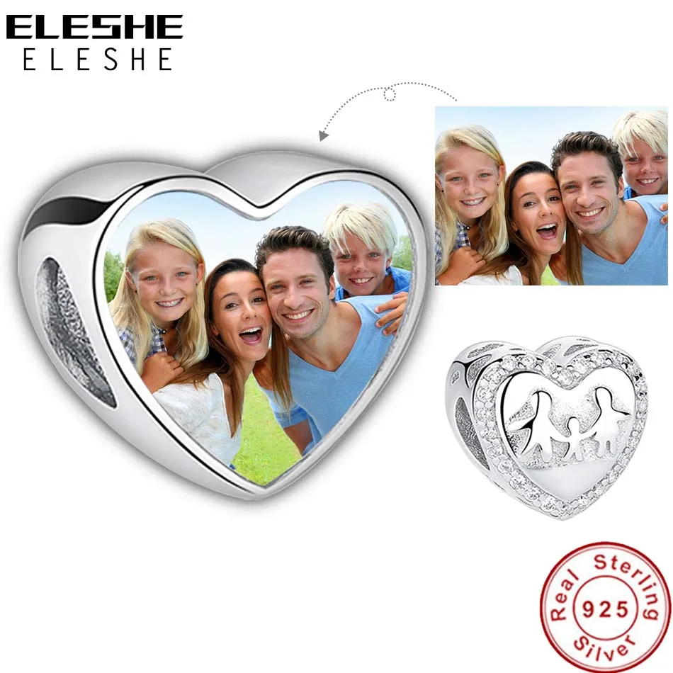 ELESHE персонализированные сердце пользовательские фото Семья Шарм браслет шарма