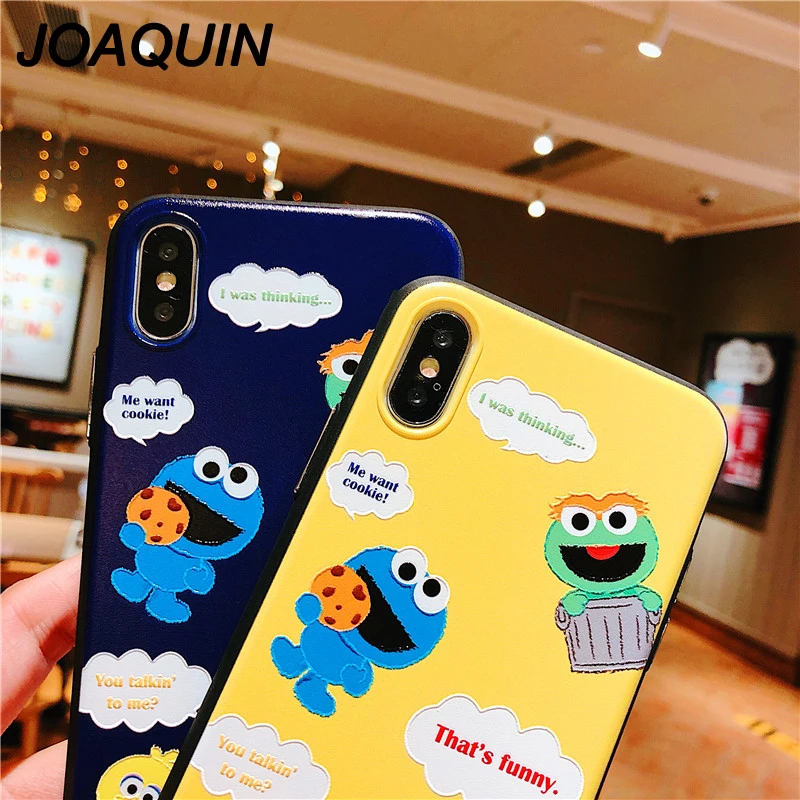 3D Sesame Street Cute Cartoon Relief Soft IMD Case For iPhone 6 6s 7 8 plus 10 X XR XS MAX luxury Phone cover |