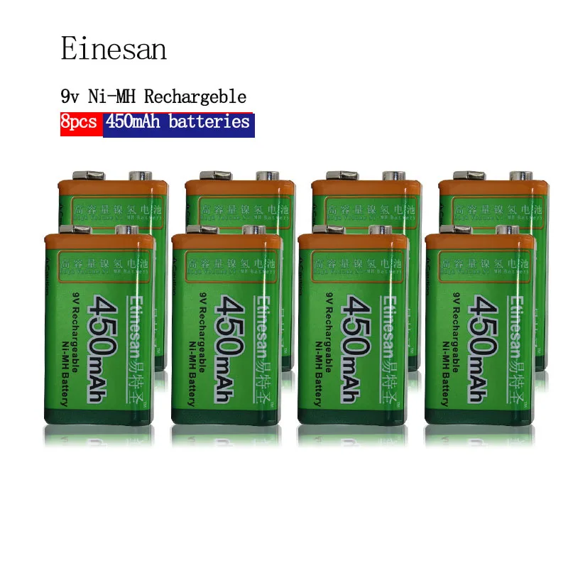 Оптовая продажа 8 шт./лот ETINESAN 9v 450mAh ni mh перезаряжаемые 9 вольт никель кадмиевые