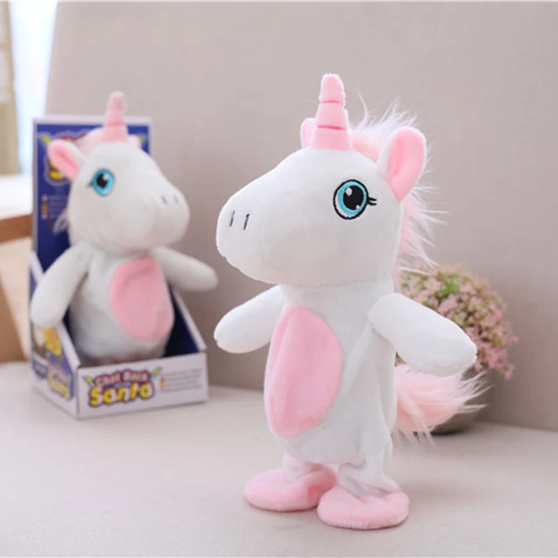 

1pc 25cm Creative Kawaii Unicorn Walking& learning Talking Stuffed Animal Horse Toy Sound Record Plush Unicorn Gift for kids
