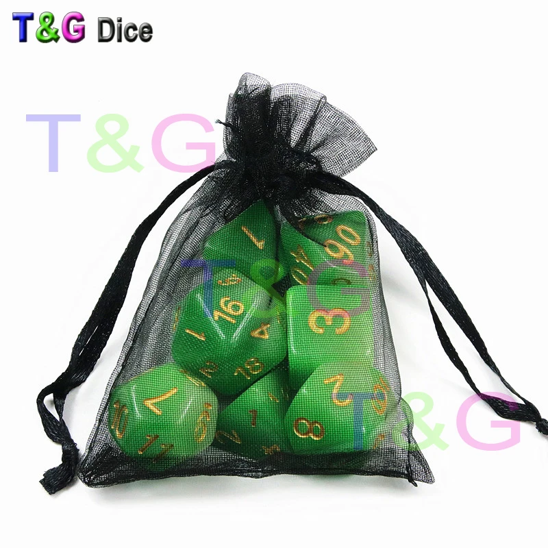 Светящиеся Кости Набор зеленый цвет 7 шт./компл. D4 D6 D8 D10 % D12 D20 для DnD RPG игральные