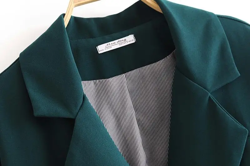 TMODA однотонный Винтажный Зеленый Блейзер Feminino Женская одежда с длинным рукавом прямое Свободное пальто с лацканами 2 однобортный пиджак с карманами