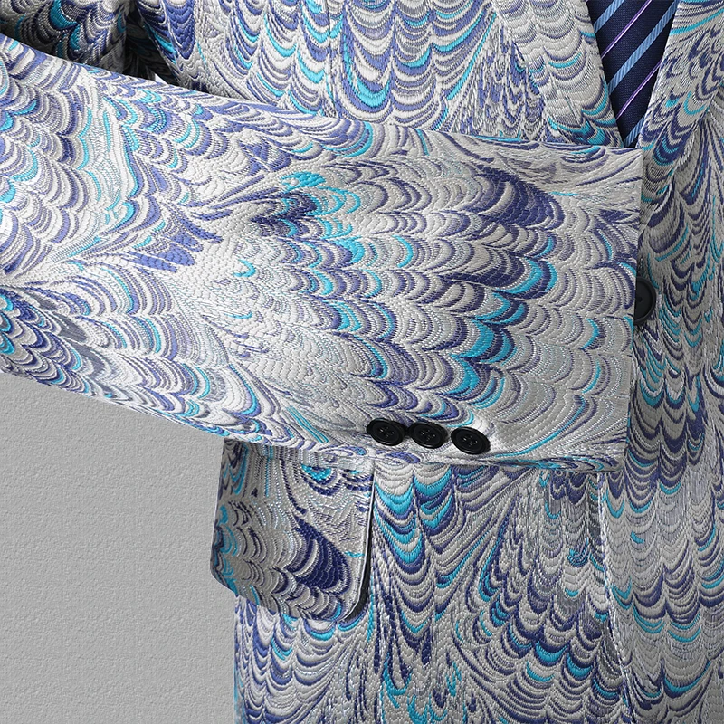 PYJTRL плюс размер блейзер мужской павлин жаккард приталенный пиджак для свадьбы