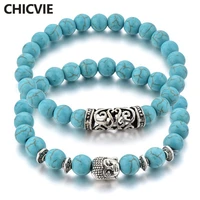 chicvie luxury brand 2pcsset buddha bead distance bracelets bangles charms for women men jewelry making bracelets sbr190010