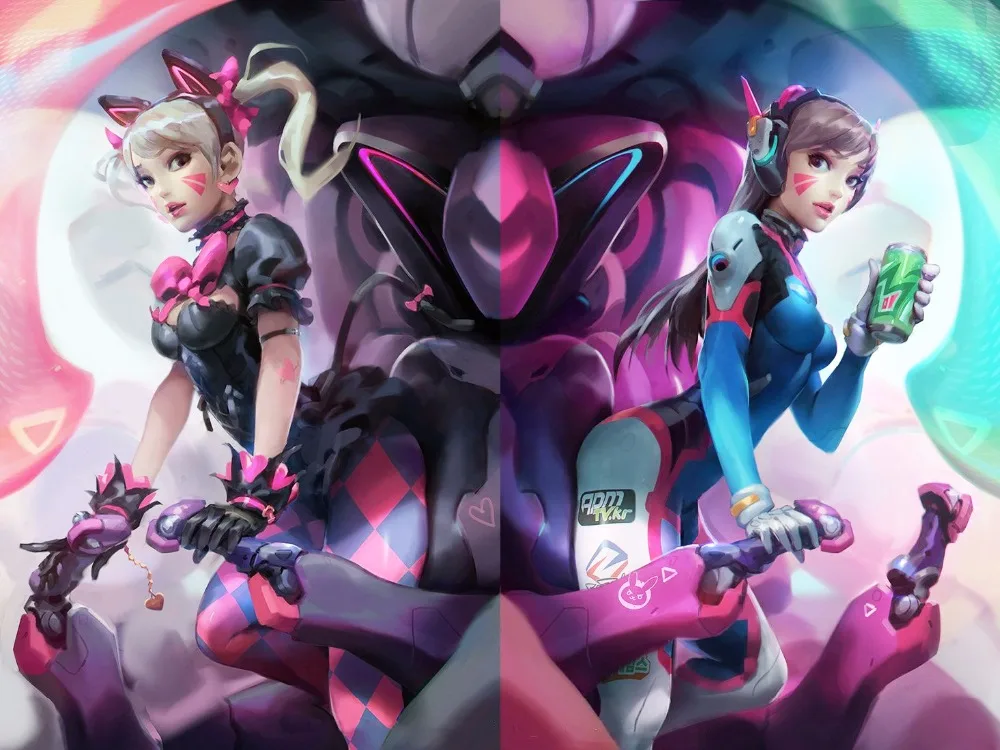 DIY 3D Алмазная вышивка крестом &quotTwin Cute Sexy D.VA&quot Overwatch полная квадратная и круглая