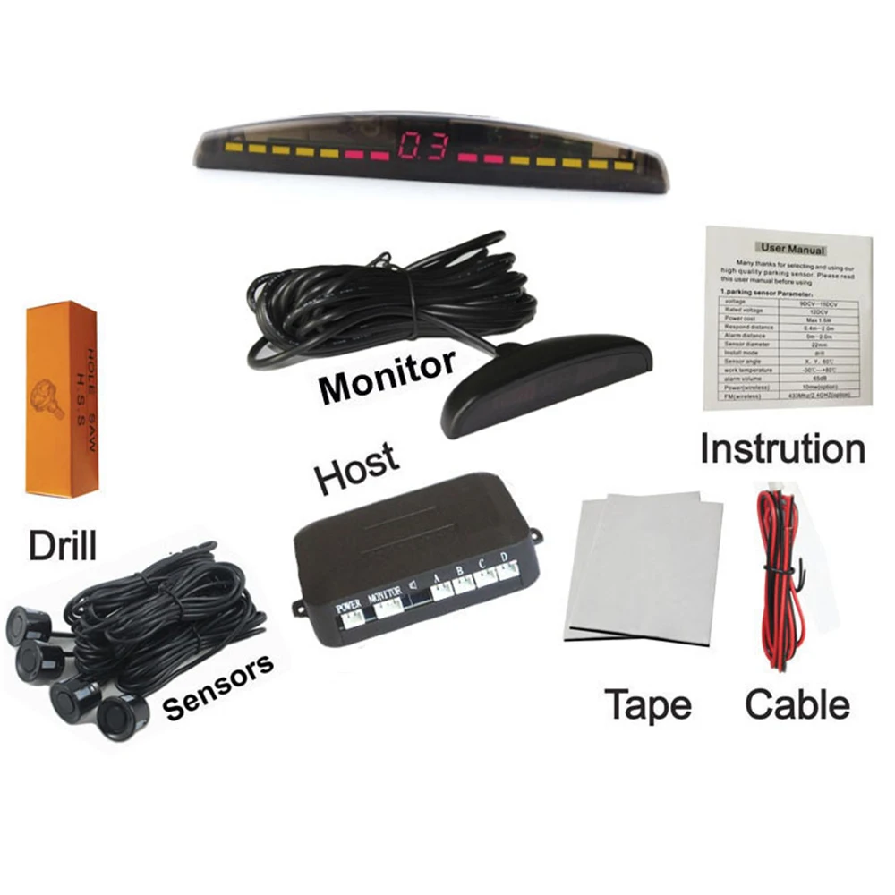 OkeyTech Автомобильный парктроник светодиодный дисплей датчик парковки 4 обратный