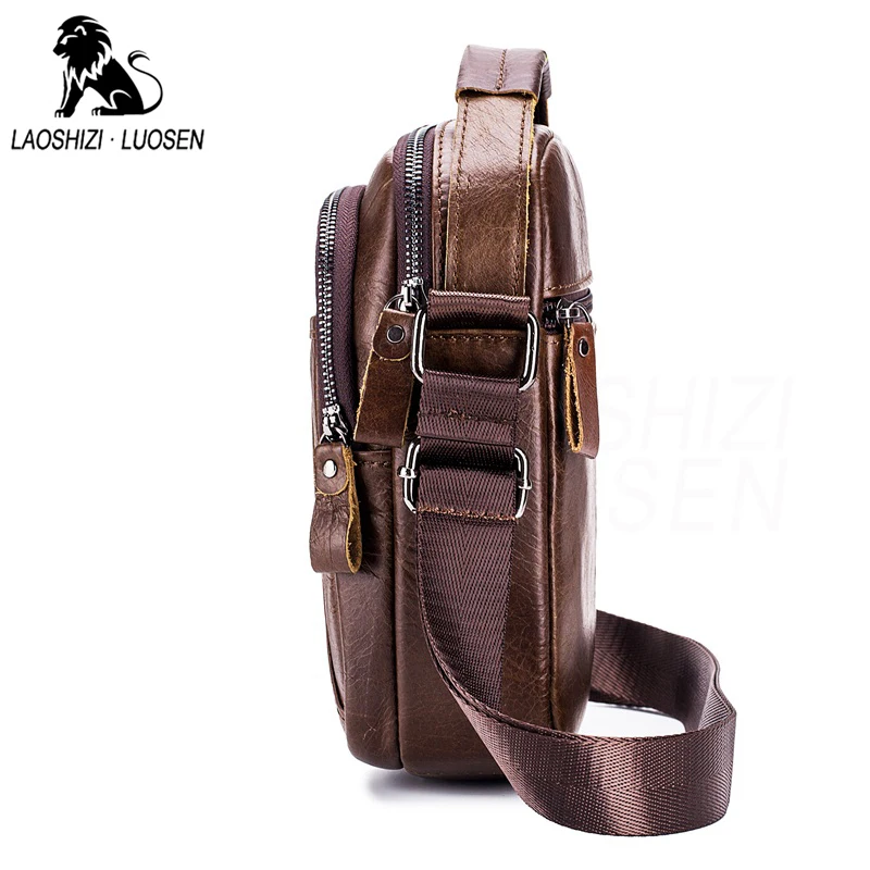 New Arrival Genuine Leather Men's Casual Shoulder Bags Vintage Flap Zipper Handbags For Male Fashion Crossbody Brown Color |